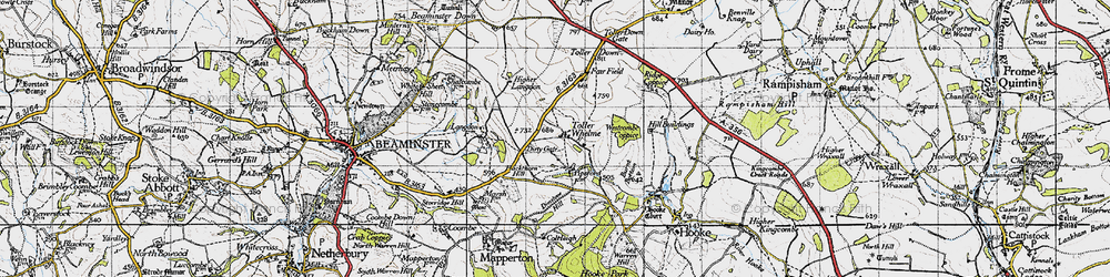Old map of Westcombe Coppice in 1945