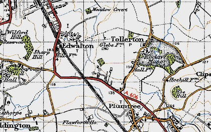 Old map of Tollerton in 1946