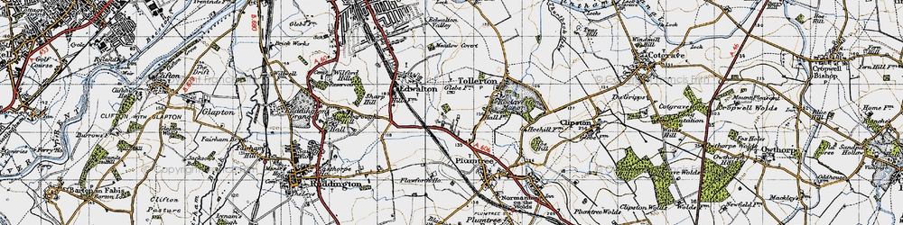 Old map of Tollerton in 1946