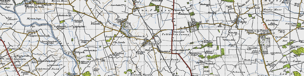 Old map of Tollerton in 1947