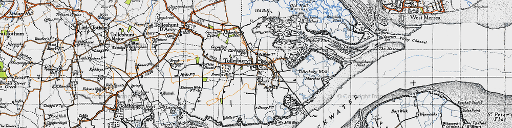 Old map of Woodrolfe Creek in 1945