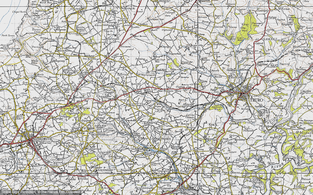 Old Map of Historic Map covering Langarth in 1946