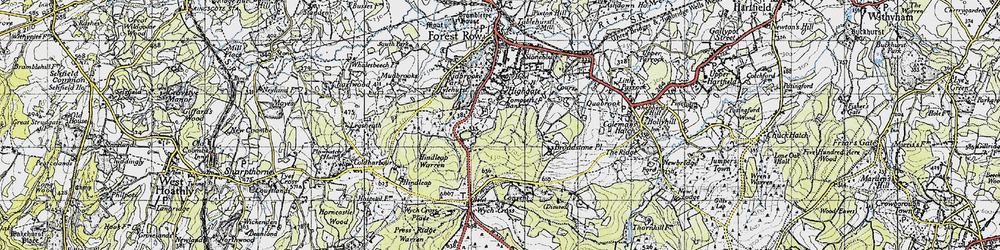 Old map of Broadstone Warren in 1940