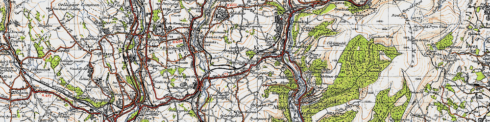 Old map of Ton-y-pistyll in 1947