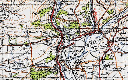 Old map of Tondu in 1947