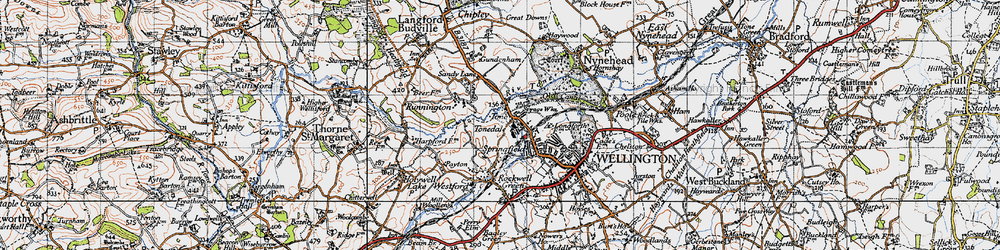 Old map of Tonedale in 1946