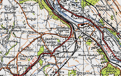 Old map of Tonteg in 1947