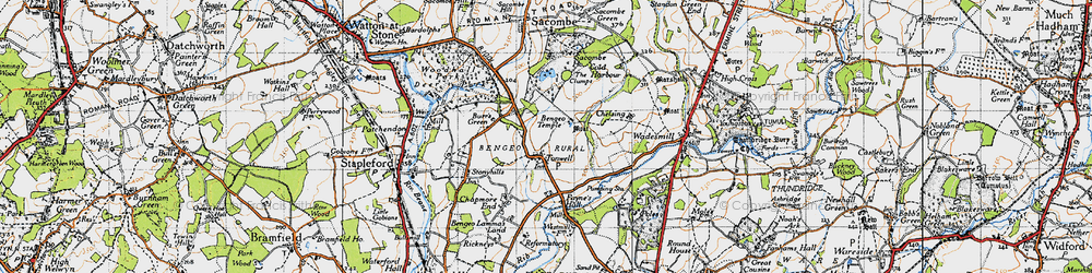 Old map of Tonwell in 1946