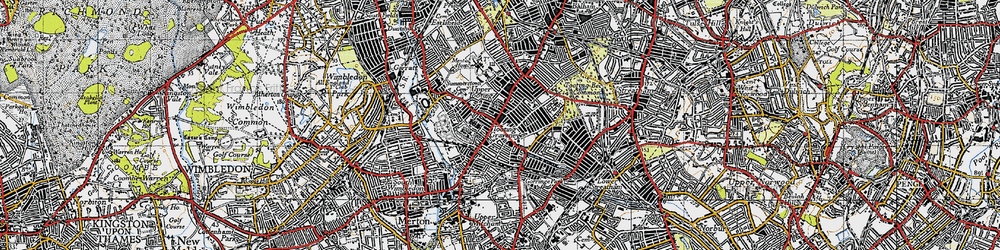 Old map of Tooting in 1945