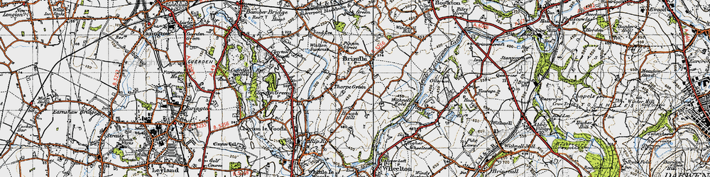 Old map of Top o'th' Lane in 1947