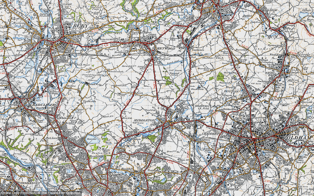 Old Map of Top of Hebers, 1947 in 1947