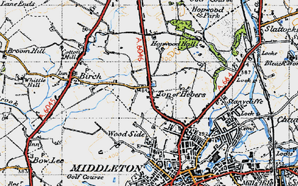 Old map of Top of Hebers in 1947