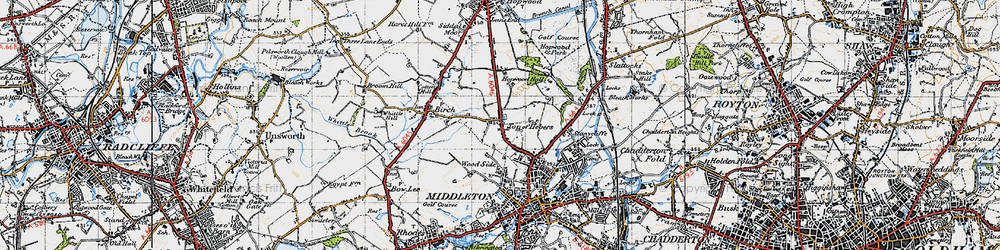 Old map of Top of Hebers in 1947