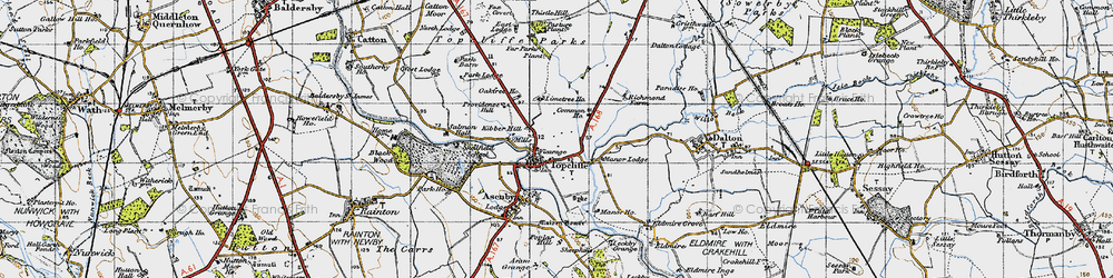 Old map of Topcliffe in 1947