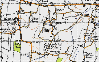 Old map of Topcroft in 1946