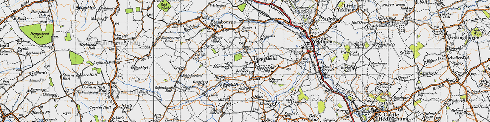 Old map of Toppesfield in 1946