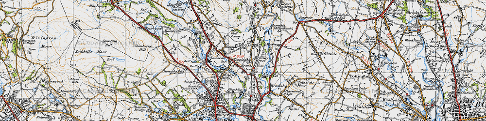 Old map of Last Drop Village, The in 1947