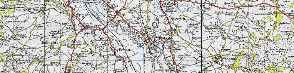 Old map of Topsham in 1946