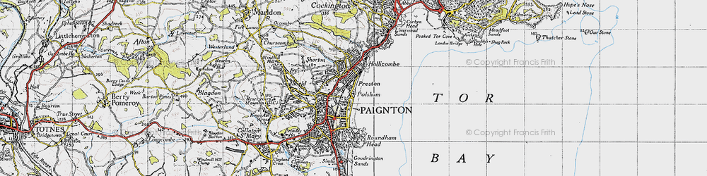 Old map of Torbay in 1946