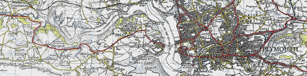 Old map of Torpoint in 1946