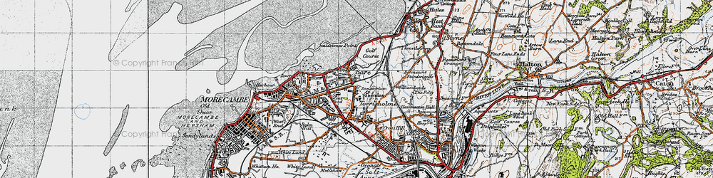 Old map of Torrisholme in 1947