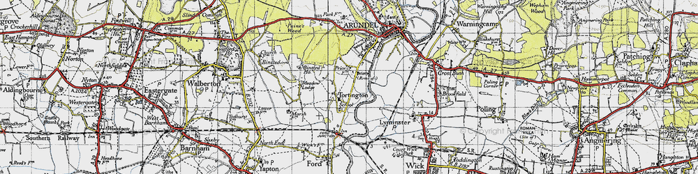 Old map of Tortington in 1945