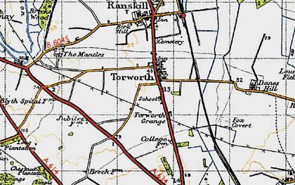 Old map of Torworth in 1947