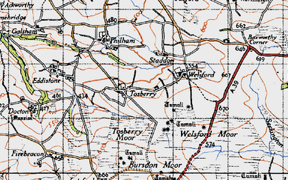 Old map of Tosberry in 1946