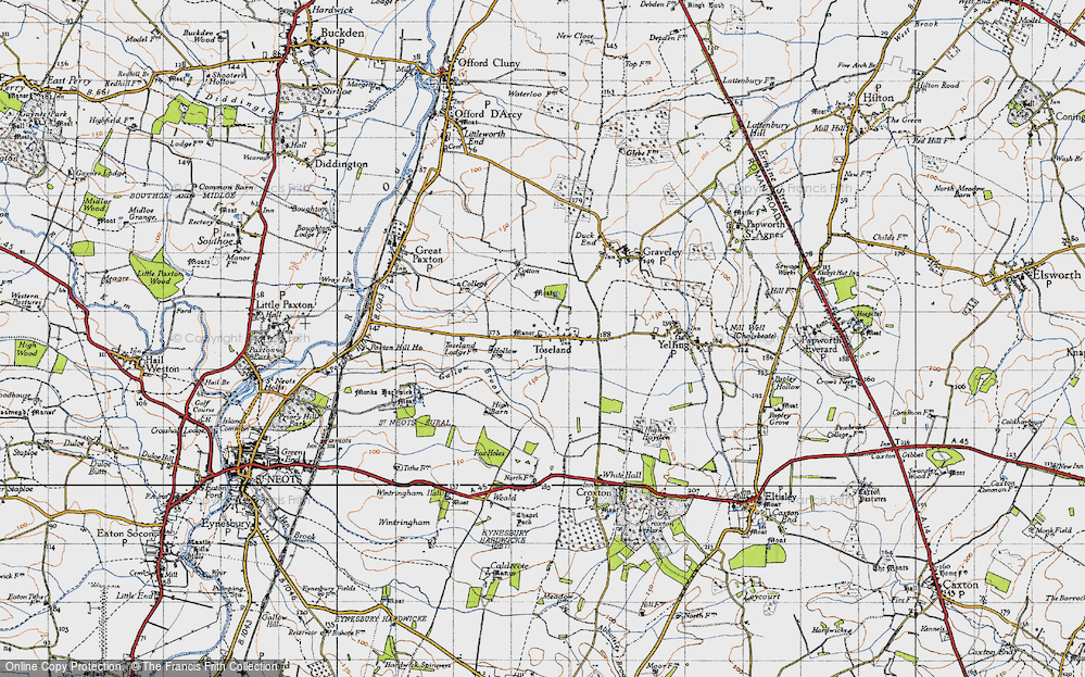 Old Map of Toseland, 1946 in 1946