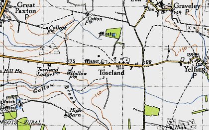 Old map of Toseland in 1946