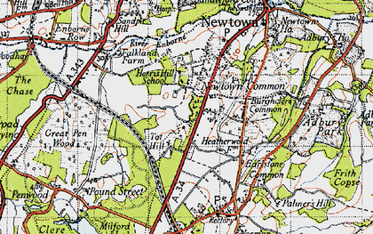 Old map of Tot Hill in 1945