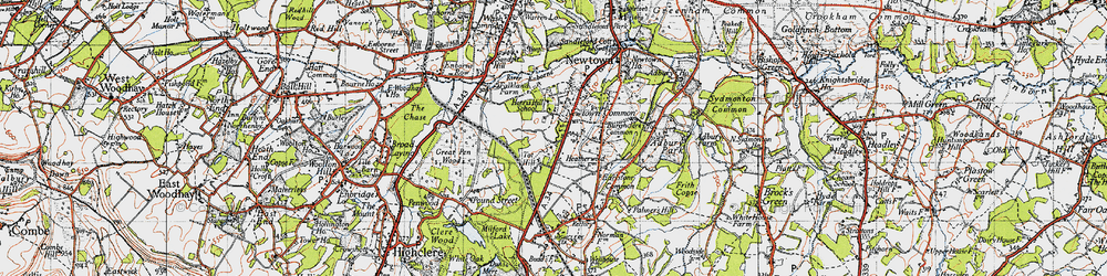 Old map of Tot Hill in 1945