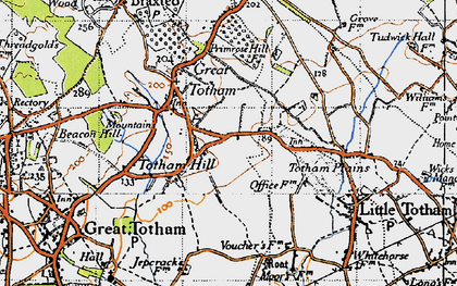 Old map of Totham Hill in 1945