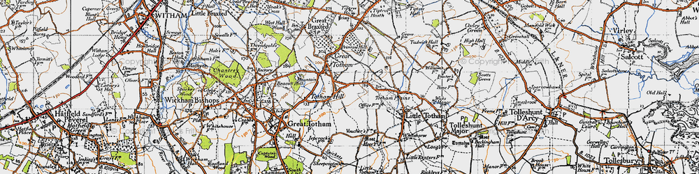 Old map of Totham Hill in 1945