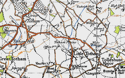 Old map of Totham Plains in 1945