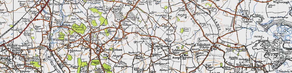 Old map of Totham Plains in 1945