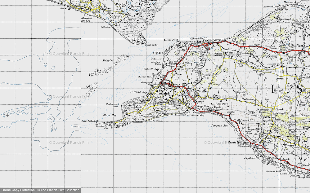 Old Map of Totland, 1945 in 1945