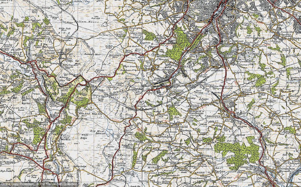 Old Map of Historic Map covering Blacka Hill in 1947