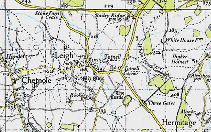 Old map of Totnell in 1945