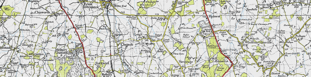 Old map of Totnell in 1945