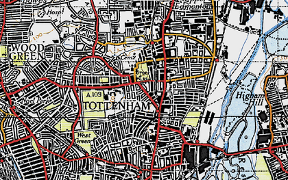 Old map of Tottenham in 1946