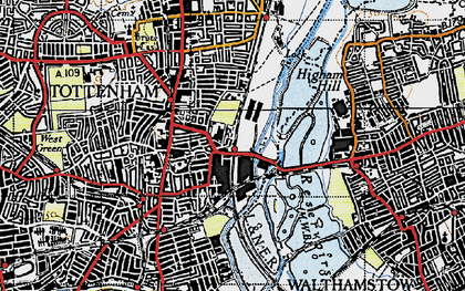 Old map of Tottenham Hale in 1946