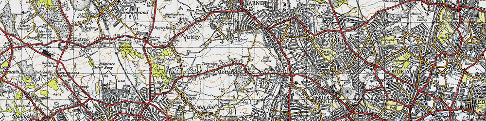 Old map of Totteridge in 1946