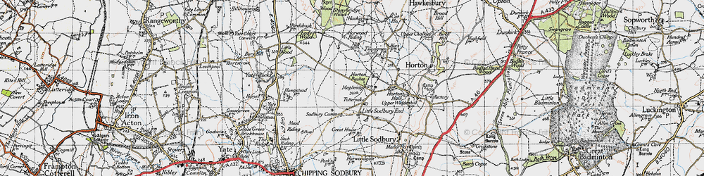 Old map of Totteroak in 1946