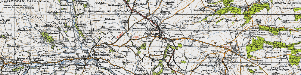 Old map of Tow Law in 1947