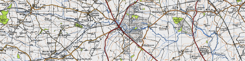 Old map of Towcester in 1946