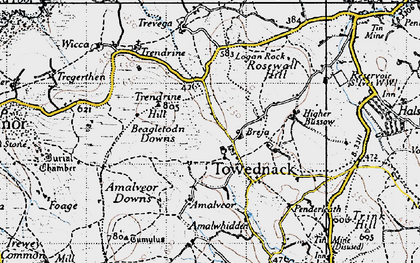 Old map of Beagletodn Downs in 1946
