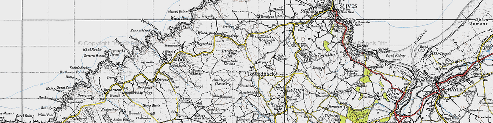 Old map of Beagletodn Downs in 1946