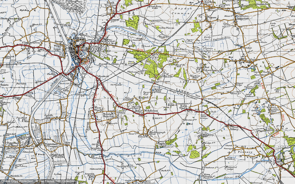Old Map of Historic Map covering Middleton Towers in 1946