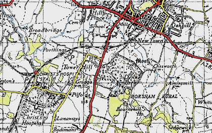 Old map of Bournehill Ho in 1940